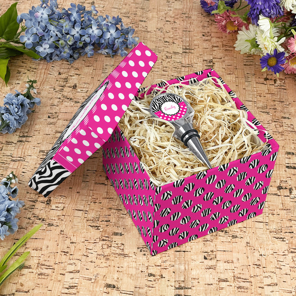 Zebra Print & Polka Dots Gift Boxes with Lid - Canvas Wrapped - Medium - In Context