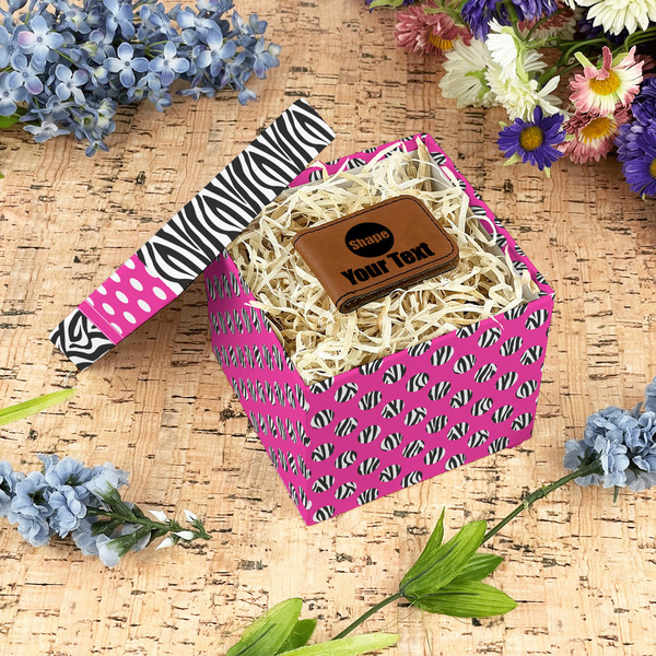 Zebra Print & Polka Dots Gift Boxes with Lid - Canvas Wrapped - Small - In Context