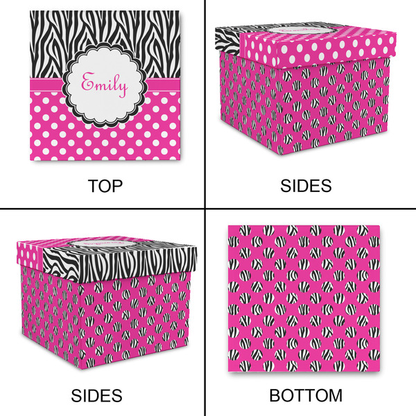 Zebra Print & Polka Dots Gift Boxes with Lid - Canvas Wrapped - X-Large - Approval