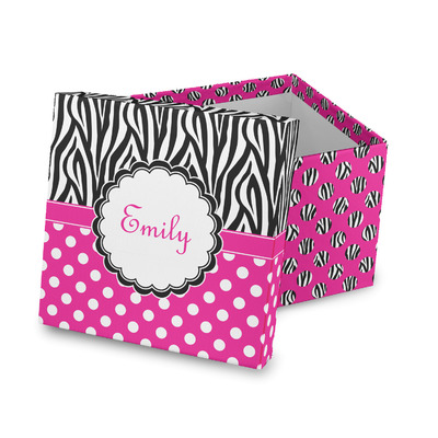 Zebra Print & Polka Dots Gift Box with Lid - Canvas Wrapped (Personalized)