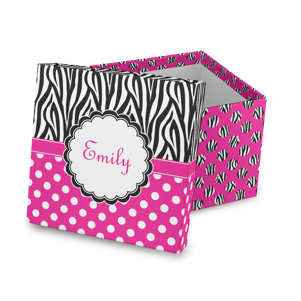 Custom Zebra Print & Polka Dots Gift Box with Lid - Canvas Wrapped (Personalized)