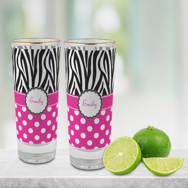Zebra Print & Polka Dots Glass Shot Glass - 2 oz - LIFESTYLE