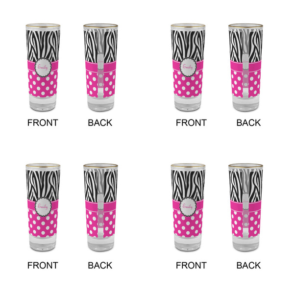 Zebra Print & Polka Dots Glass Shot Glass - 2 oz - Set of 4 - APPROVAL