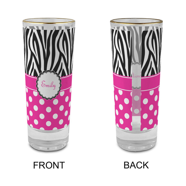 Zebra Print & Polka Dots Glass Shot Glass - 2 oz - Single - APPROVAL