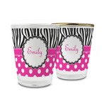 Zebra Print & Polka Dots Glass Shot Glass - 1.5 oz (Personalized)