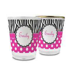 Zebra Print & Polka Dots Glass Shot Glass - 1.5 oz (Personalized)