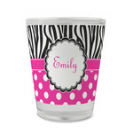 Zebra Print & Polka Dots Glass Shot Glass - 1.5 oz - Set of 4 (Personalized)