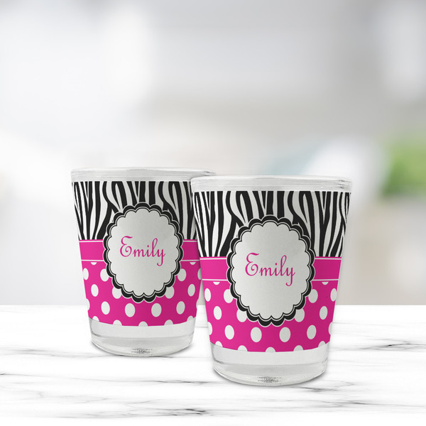 Zebra Print & Polka Dots Glass Shot Glass - Standard - LIFESTYLE