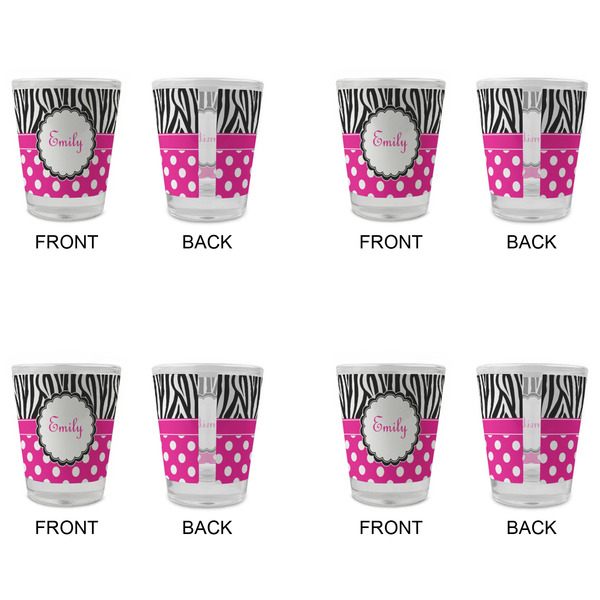 Zebra Print & Polka Dots Glass Shot Glass - Standard - Set of 4 - APPROVAL