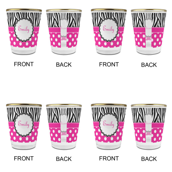 Zebra Print & Polka Dots Glass Shot Glass - with gold rim - Set of 4 - APPROVAL