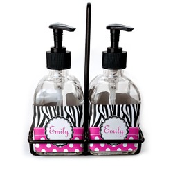 Zebra Print & Polka Dots Glass Soap & Lotion Bottles (Personalized)