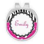Zebra Print & Polka Dots Golf Ball Marker - Hat Clip - Silver