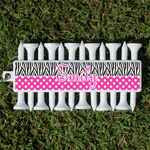 Custom Zebra Print & Polka Dots Golf Tees & Ball Markers Set (Personalized)