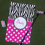 Zebra Print & Polka Dots Golf Towel Gift Set (Personalized)