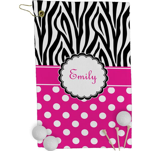 Zebra Print & Polka Dots Golf Towel (Personalized)