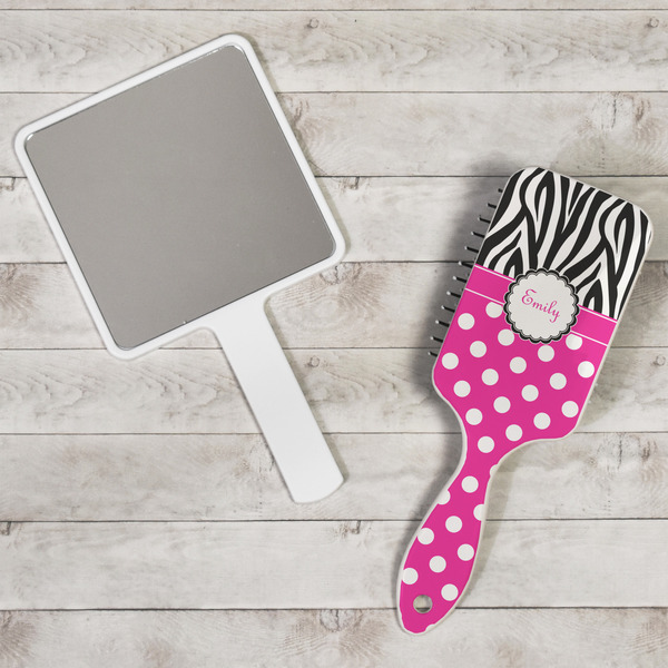 Zebra Print & Polka Dots Hair Brush - In Context