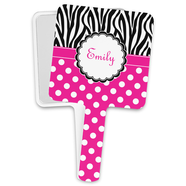 Custom Zebra Print & Polka Dots Hand Mirror (Personalized)