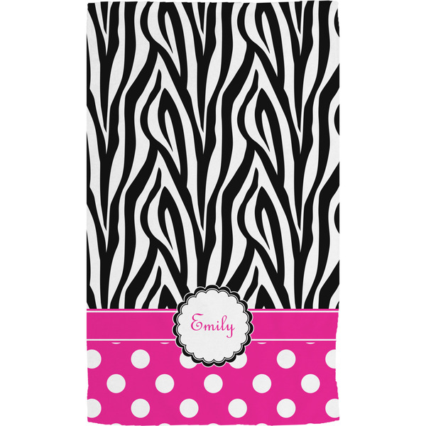 Zebra Print & Polka Dots Hand Towel (Personalized)