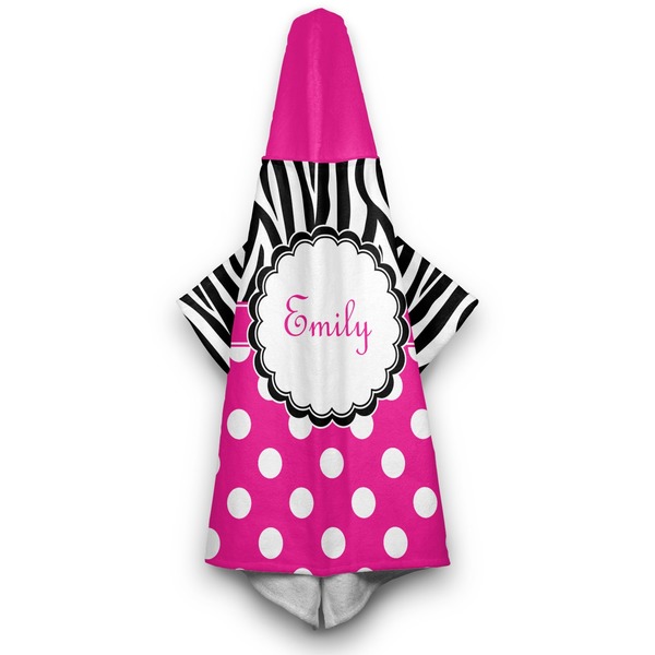 Zebra Print & Polka Dots Hooded Towel - Hanging