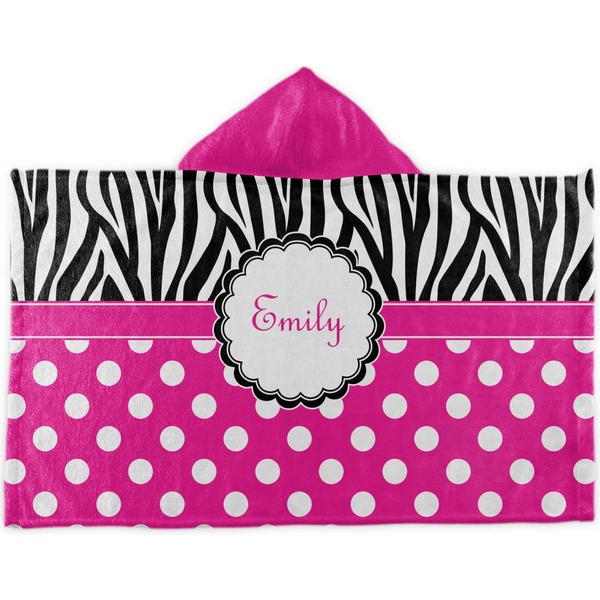 Custom Zebra Print & Polka Dots Kids Hooded Towel (Personalized)