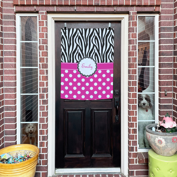 Zebra Print & Polka Dots House Flags - Double Sided - (Over the door) LIFESTYLE