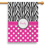 Zebra Print & Polka Dots 28" House Flag - Single Sided (Personalized)