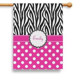 Zebra Print & Polka Dots 28" House Flag (Personalized)