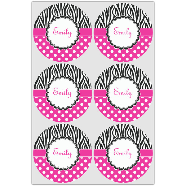 Zebra Print & Polka Dots Icing Circle - Large - Set of 6