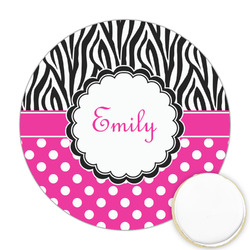 Zebra Print & Polka Dots Printed Cookie Topper - Round (Personalized)