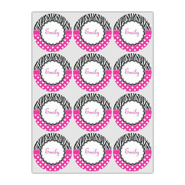 Zebra Print & Polka Dots Icing Circle - Small - Set of 12