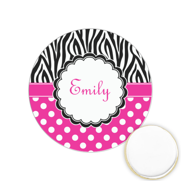 Custom Zebra Print & Polka Dots Printed Cookie Topper - 1.25" (Personalized)