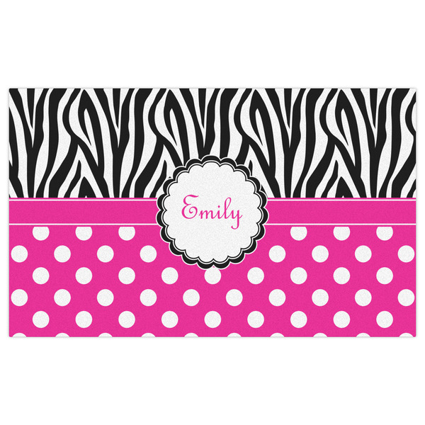 Zebra Print & Polka Dots Indoor / Outdoor Rug - 3'x5' - Front Flat