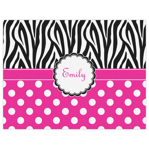 Zebra Print & Polka Dots Indoor / Outdoor Rug - 6'x8' - Front Flat