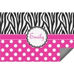Zebra Print & Polka Dots Indoor / Outdoor Rug - 6'x8' w/ Name or Text