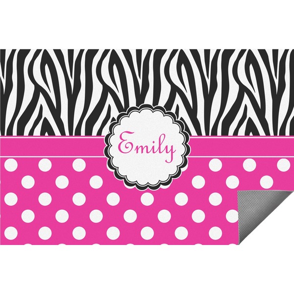 Custom Zebra Print & Polka Dots Indoor / Outdoor Rug - 5'x8' (Personalized)