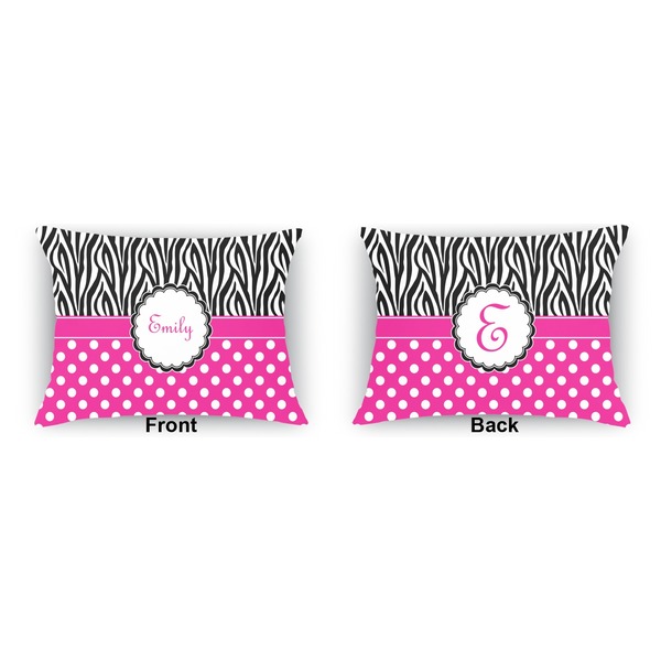 Zebra Print & Polka Dots  Indoor Rectangular Burlap Pillow (Front and Back)