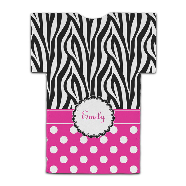 Zebra Print & Polka Dots Jersey Bottle Cooler - BACK (flat)