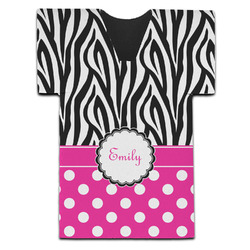 Zebra Print & Polka Dots Jersey Bottle Cooler (Personalized)