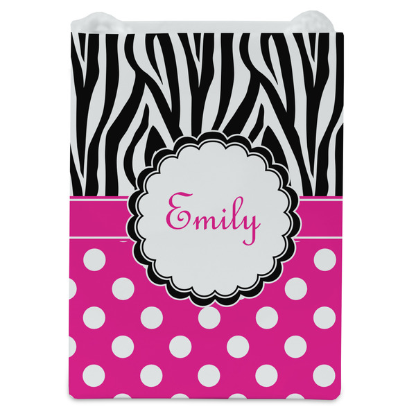 Zebra Print & Polka Dots Jewelry Gift Bag - Gloss - Front