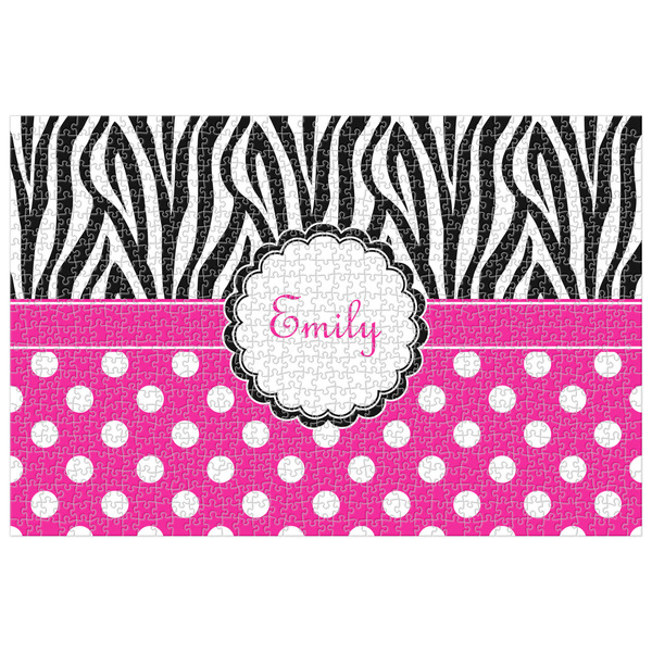 Custom Zebra Print & Polka Dots Jigsaw Puzzle - 1000-piece (Personalized)
