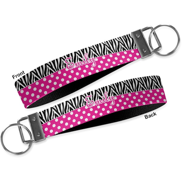 Zebra Print & Polka Dots Key-chain - Metal and Nylon - Front and Back