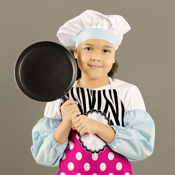 Zebra Print & Polka Dots Kid's Aprons - Medium - Lifestyle