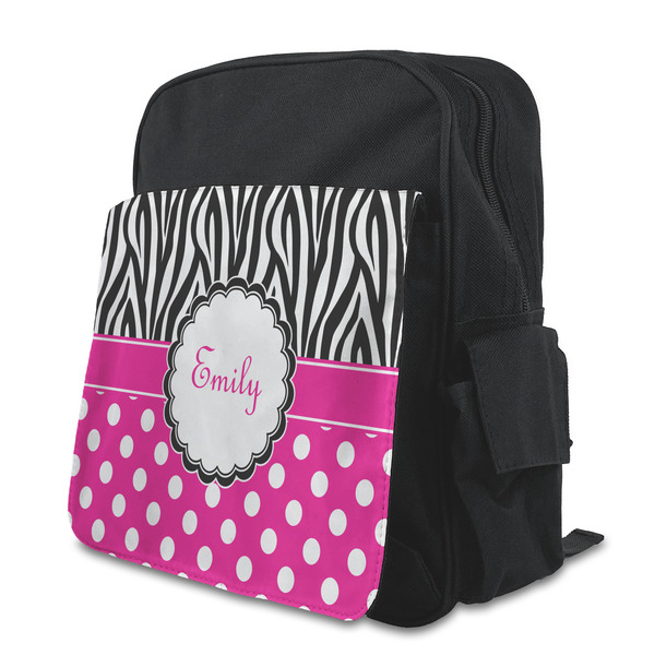 Custom Zebra Print & Polka Dots Preschool Backpack (Personalized)