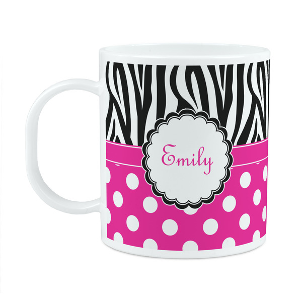 Custom Zebra Print & Polka Dots Plastic Kids Mug (Personalized)