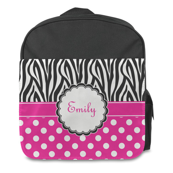 Zebra Print & Polka Dots Kids Backpack - Front