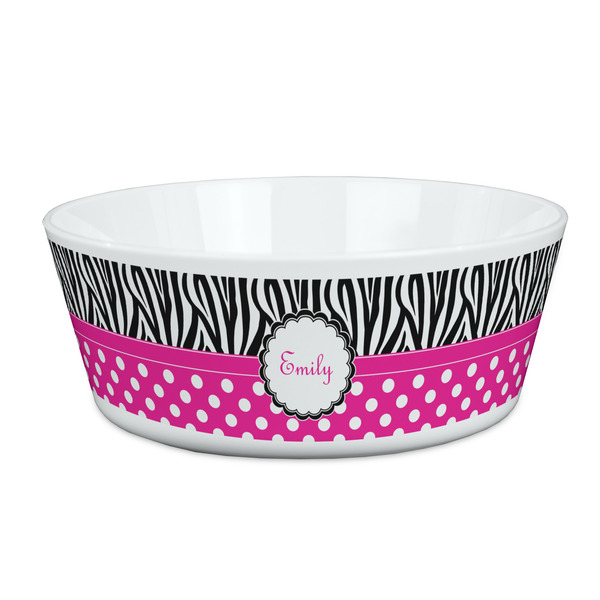 Custom Zebra Print & Polka Dots Kid's Bowl (Personalized)