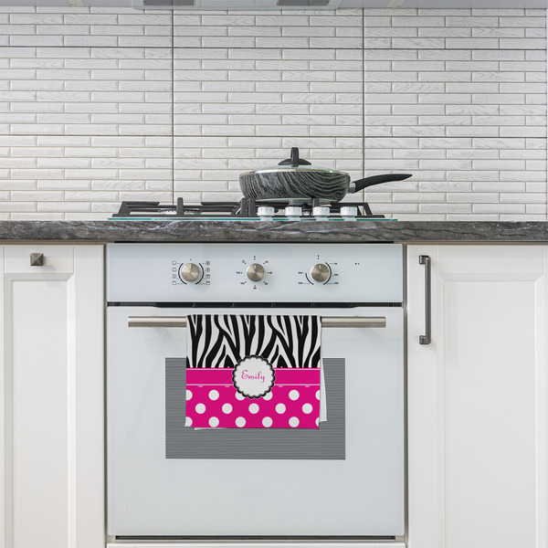 Zebra Print & Polka Dots Kitchen Towel - Poly Cotton - Lifestyle
