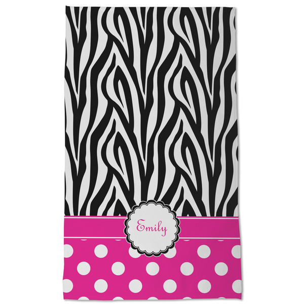 Zebra Print & Polka Dots Kitchen Towel - Poly Cotton - Full Front