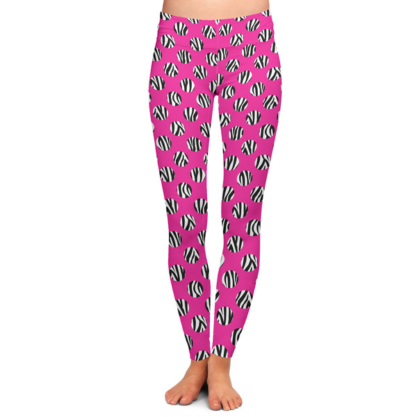 Custom Zebra Print & Polka Dots Ladies Leggings - 2X-Large
