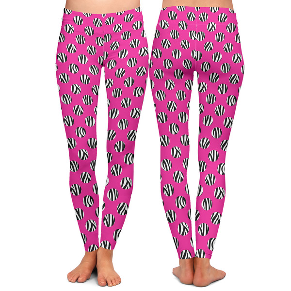 Zebra Print & Polka Dots Ladies Leggings - Front and Back